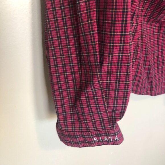 Wrangler Riata Plaid Snap Button Long Sleeve Shirt Size Large - Picture 4 of 4